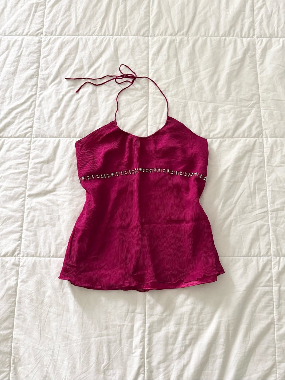 Express purple 100% silk babydoll halter top
